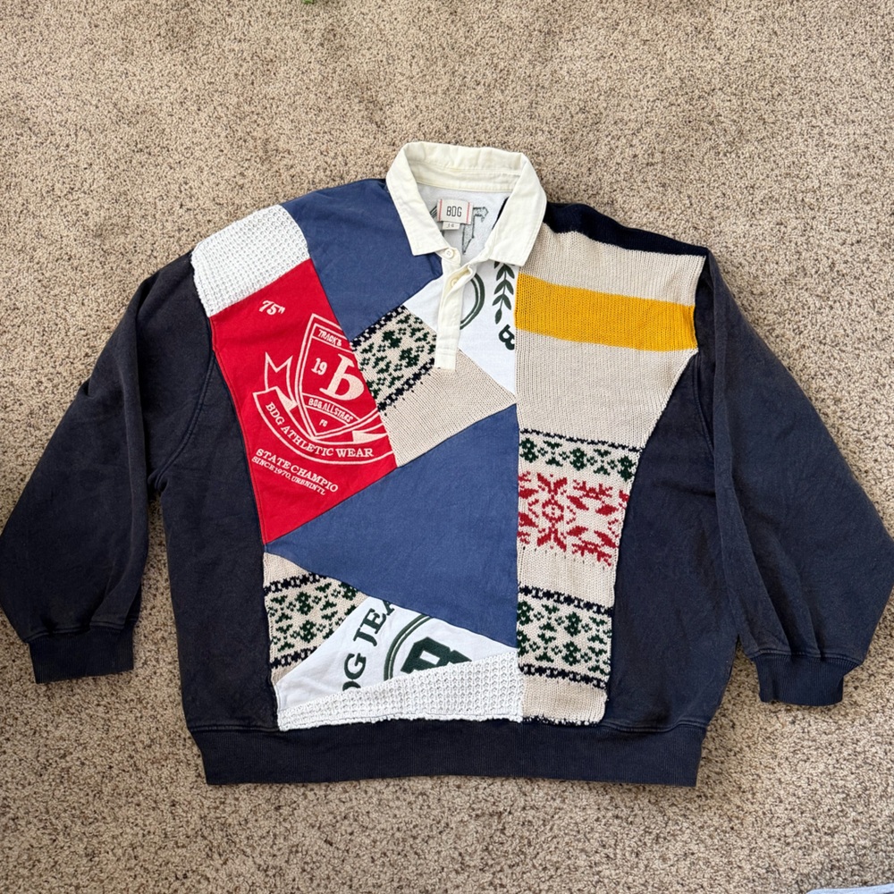 BDG Multicolor Patchwork Crewneck Sweater